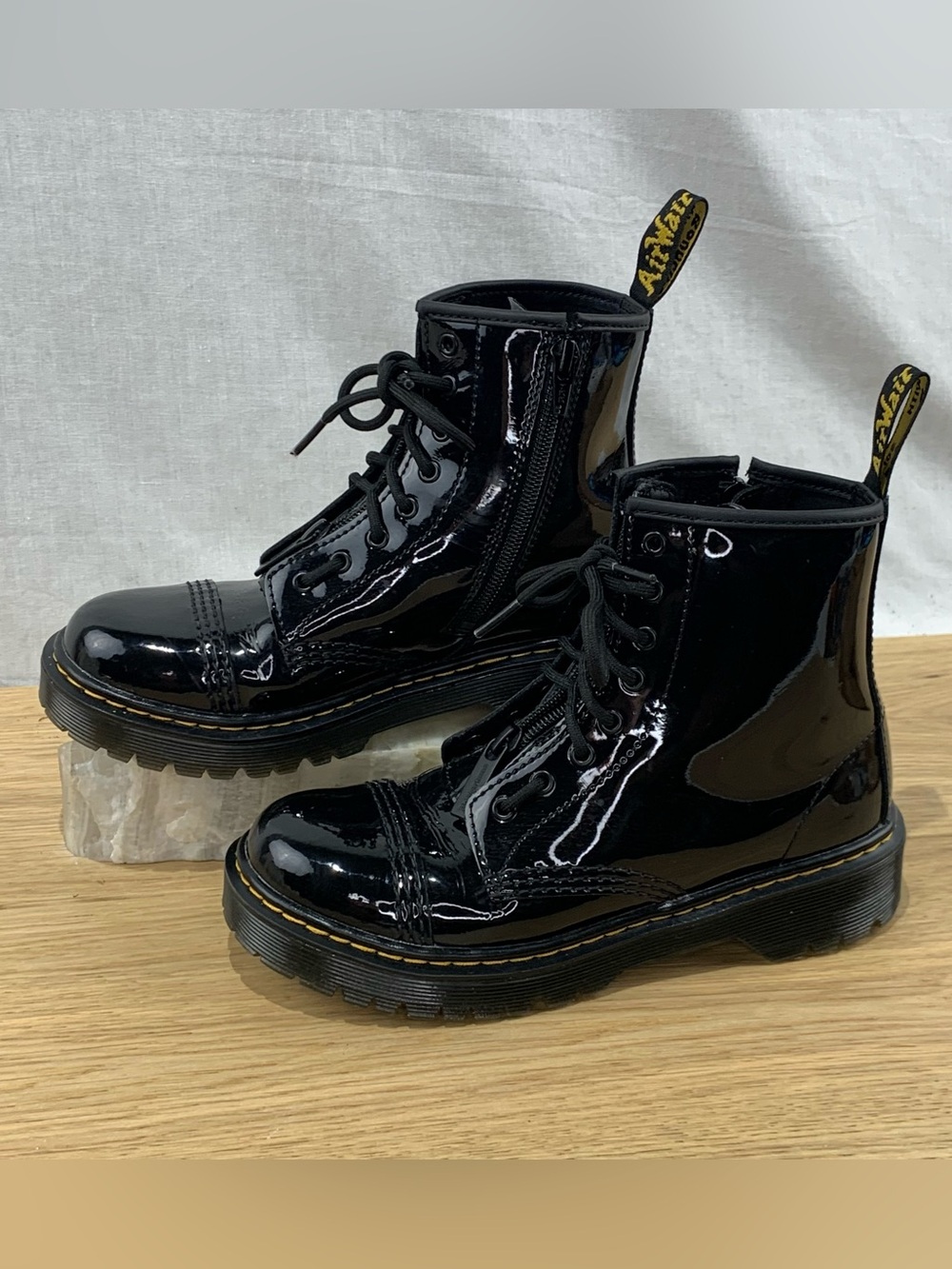 Dr. Martens Youth Kid’s Size 3 Sinclair Bex Patent Leather Black Boots